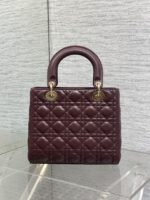 DIOR MEDIUM LADY BAG 24 IN BURGUNDY GOLD HARDWARE - Image 2