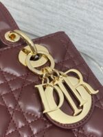 DIOR MEDIUM LADY BAG 24 IN BURGUNDY GOLD HARDWARE - Image 3