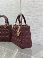 DIOR MEDIUM LADY BAG 24 IN BURGUNDY GOLD HARDWARE - Image 4