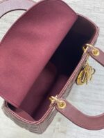 DIOR MEDIUM LADY BAG 24 IN BURGUNDY GOLD HARDWARE - Image 5