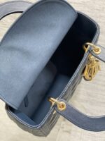 DIOR MEDIUM LADY BAG 24 IN DEEP OCEAN BLUE GOLD HARDWARE - Image 4