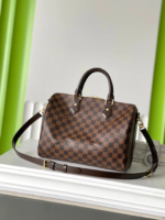 LV SPEEDY BANDOLIÈRE 30 IN DARK BROWN DAMIER EBENE CANVAS GOLD LOCK - Image 8