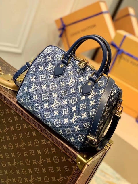 img_4046.jpeg Louis Vuitton Blue Monogram Denim Jacquard Speedy 25 - Image 1