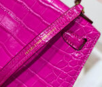 HN MINI IN DEEP MAGENTA CROCODILE SKIN GOLD HARDWARE - Image 8