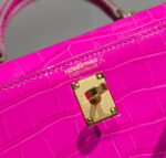 HN MINI IN DEEP MAGENTA CROCODILE SKIN GOLD HARDWARE - Image 4