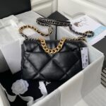 Chanel 19 Flap Bag Black Lambskin Gold Hardware - Image 9