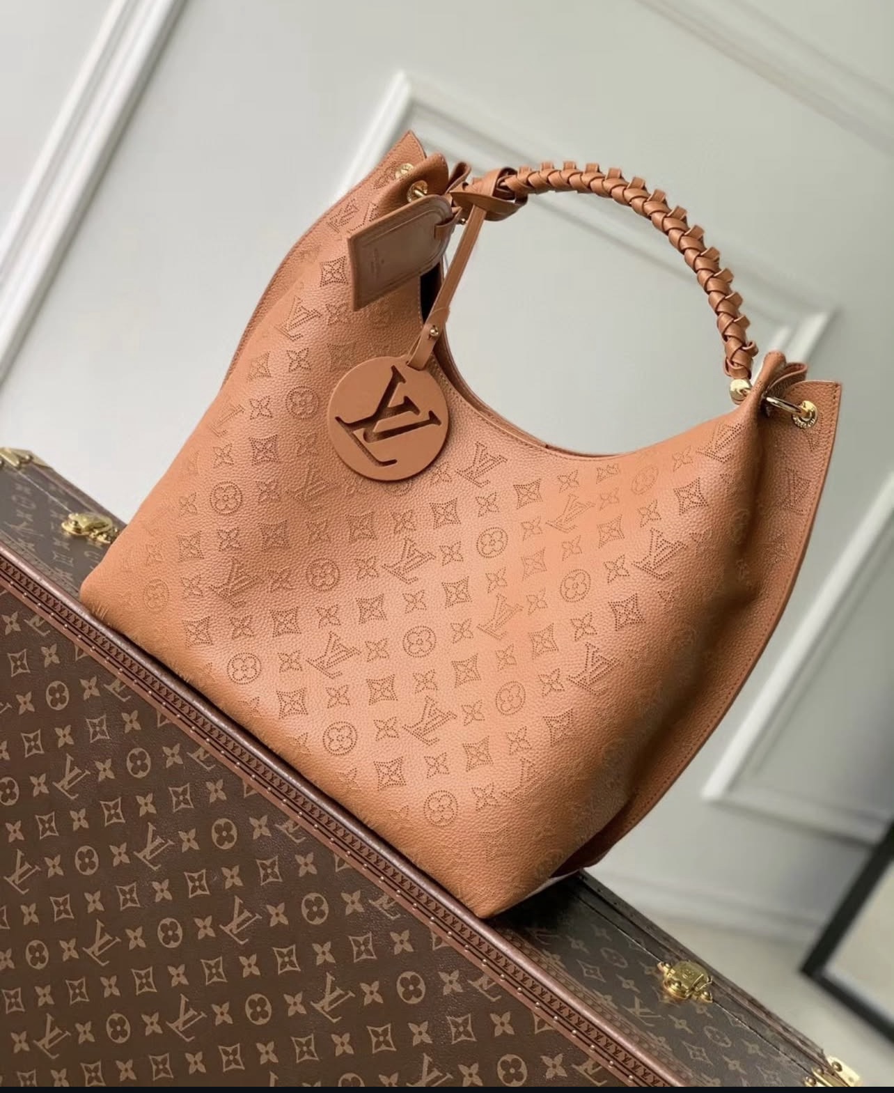 Screenshot Louis Vuitton Carmel Mahina Leather Hobo Bag in Cognac - Image 1