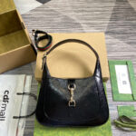 JACKIE SMALL SHOULDER BAG 27 IN BLACK CRACKED LACQUER GOLD HARDWARE