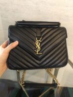 Saint Laurent medium College leather cross body bag in black with gold hardware - Image 3