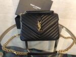 Saint Laurent medium College leather cross body bag in black with gold hardware