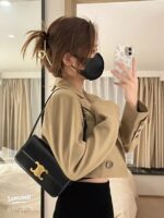 Celine Triomphe Black Smooth Leather 20cm - Image 4
