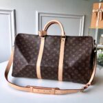 LV Monogram Canvas Keepall Bandoulière 55 Leather Duffle Bag - Image 8