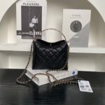 Chanel 24A Hobo Handbag in black quilted caviar leather - Image 2
