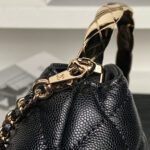Chanel 24A Hobo Handbag in black quilted caviar leather - Image 8