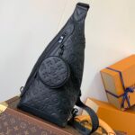 LV DUO CROSSBAG BAG 42 IN BLACK EMBOSSED CALFSKIN