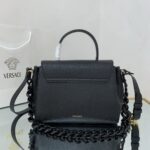 Versace La Medusa medium top handle bag in black grained leather - Image 2