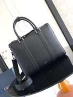 Dior Lingot Briefcase in black grained calfskin leather