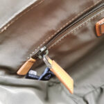 MESSENGER BAG 20 IN KHAKI GREEN RE-NYLON AND BROWN CALFSKIN TRIM - Image 8