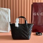 GUCCI 26S GG MARMONT TOTE BAG 17 IN BLACK CALFSKIN - Image 6