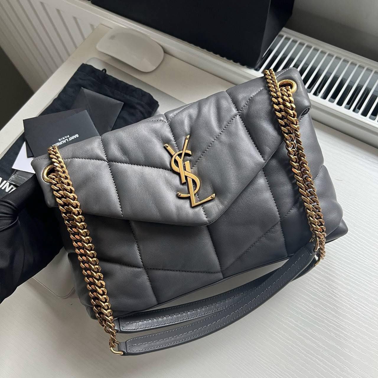 img_9341.jpeg YSL Small Loulou Puffer shoulder bag in grey - Image 1