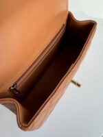 CHANEL FLAP BAG 20 IN BRONZE BROWN LAMBSKIN WITH HANDLE - Image 5