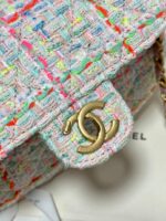Chanel Mini Flap Bag with Top Handle Pink Tweed Bag - Image 7