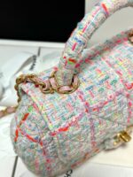 Chanel Mini Flap Bag with Top Handle Pink Tweed Bag - Image 4