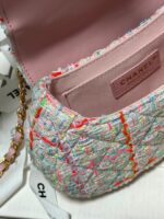 Chanel Mini Flap Bag with Top Handle Pink Tweed Bag - Image 5