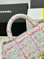 Chanel Mini Flap Bag with Top Handle Pink Tweed Bag - Image 6
