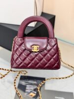 CHANEL KELLY 19 IN WINE RED LAMBSKIN WITH GOLD HARDWARE