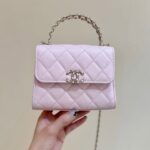 CHANEL 25S Double C Logo Diamond Shiny Calfskin