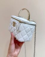 Chanel Vanity Case Small White Gold Hardware - Image 3