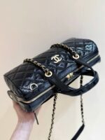 Chanel 25K Bowling Bag in Black Caviar Leather Gold Hardware - Image 4
