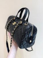 Chanel 25K Bowling Bag in Black Caviar Leather Gold Hardware - Image 3