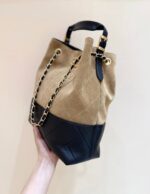 Chanel Suede Calfskin Shiny Lambskin Quilted Shopping Bag - Image 3