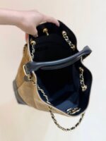 Chanel Suede Calfskin Shiny Lambskin Quilted Shopping Bag - Image 4