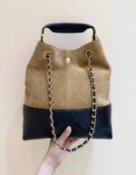 Chanel Suede Calfskin Shiny Lambskin Quilted Shopping Bag - Image 2
