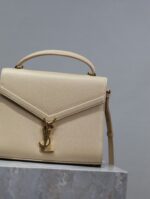 YSL CASSANDRA TOP HANDLE BAG MEDIUM IN BEIGE CALFSKIN GOLD HARDWARE - Image 6