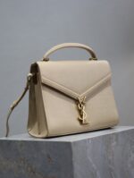 YSL CASSANDRA TOP HANDLE BAG MEDIUM IN BEIGE CALFSKIN GOLD HARDWARE - Image 7