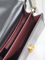 YSL CASSANDRA TOP HANDLE BAG MEDIUM BLACK SMOOTH LAMBSKIN GOLD HARDWARE - Image 9