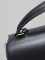 YSL CASSANDRA TOP HANDLE BAG MEDIUM BLACK SMOOTH LAMBSKIN GOLD HARDWARE - Image 7