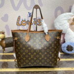 LV M12061 Louis Vuitton Reversible Neverfull Inside Out MM Handbag Brown - Image 3