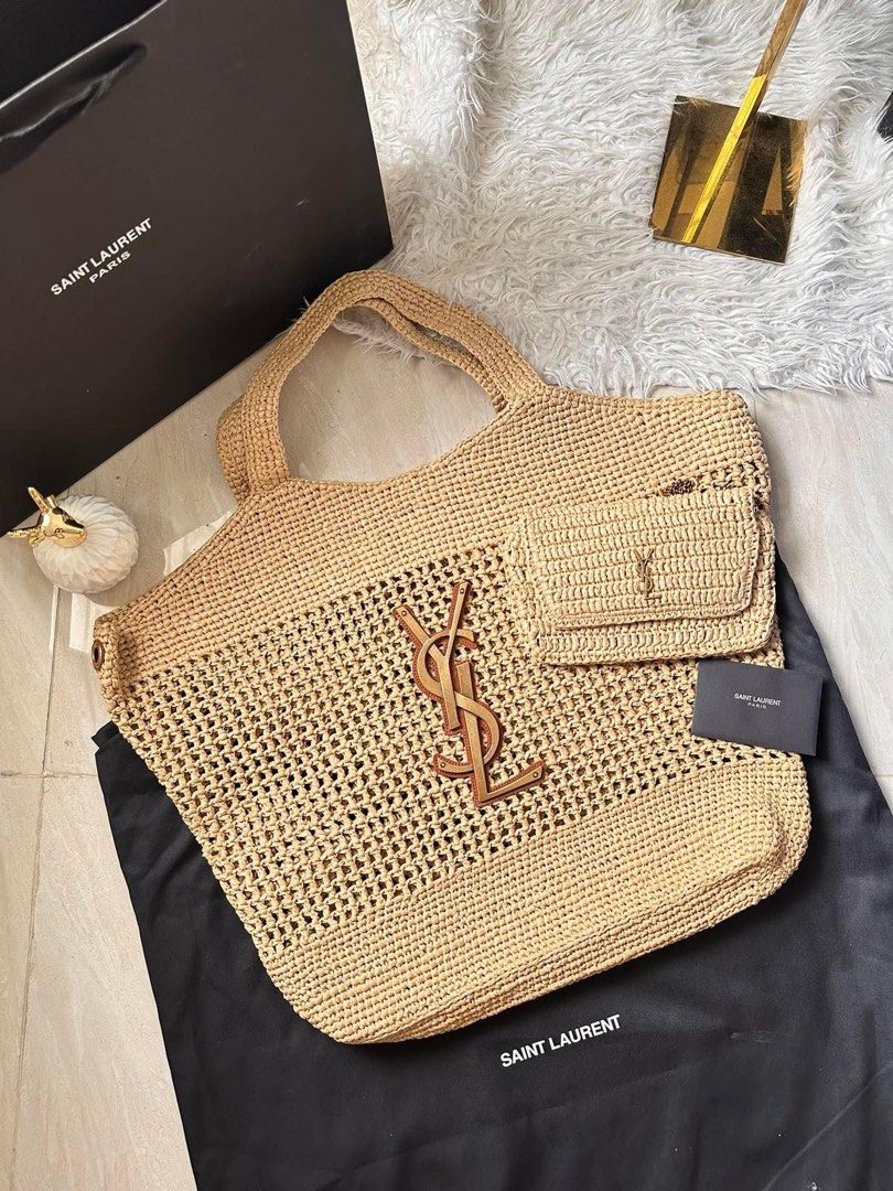 ysl_raffia_bag_1732027409_db876429_progressive.jpg YSL Saint Laurent Icare Maxi raffia tote bag - Image 1