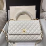 Chanel Coco Handle Large Double Flap Bag White