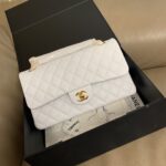 Chanel Classic Quilted Double Flap Bag White