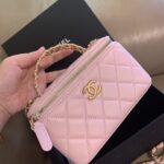 Chanel Quilted Mini Makeup Box Vanity Bag in Light Pink