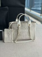 Chanel Leather Handle Small Deauville Tote - Image 4