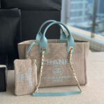 Chanel Leather Handle Small Deauville Tote