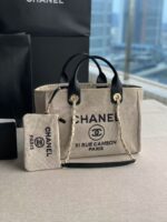Chanel Leather Handle Small Deauville Tote - Image 3
