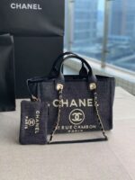 Chanel Leather Handle Small Deauville Tote - Image 2